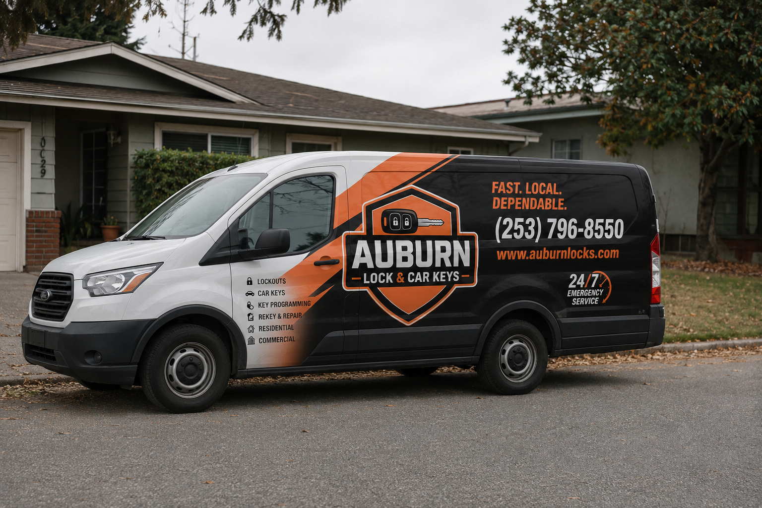 Auburn Lock and Car Keys mobile locksmith van serving Ruston WA waterfront residential and commercial customers